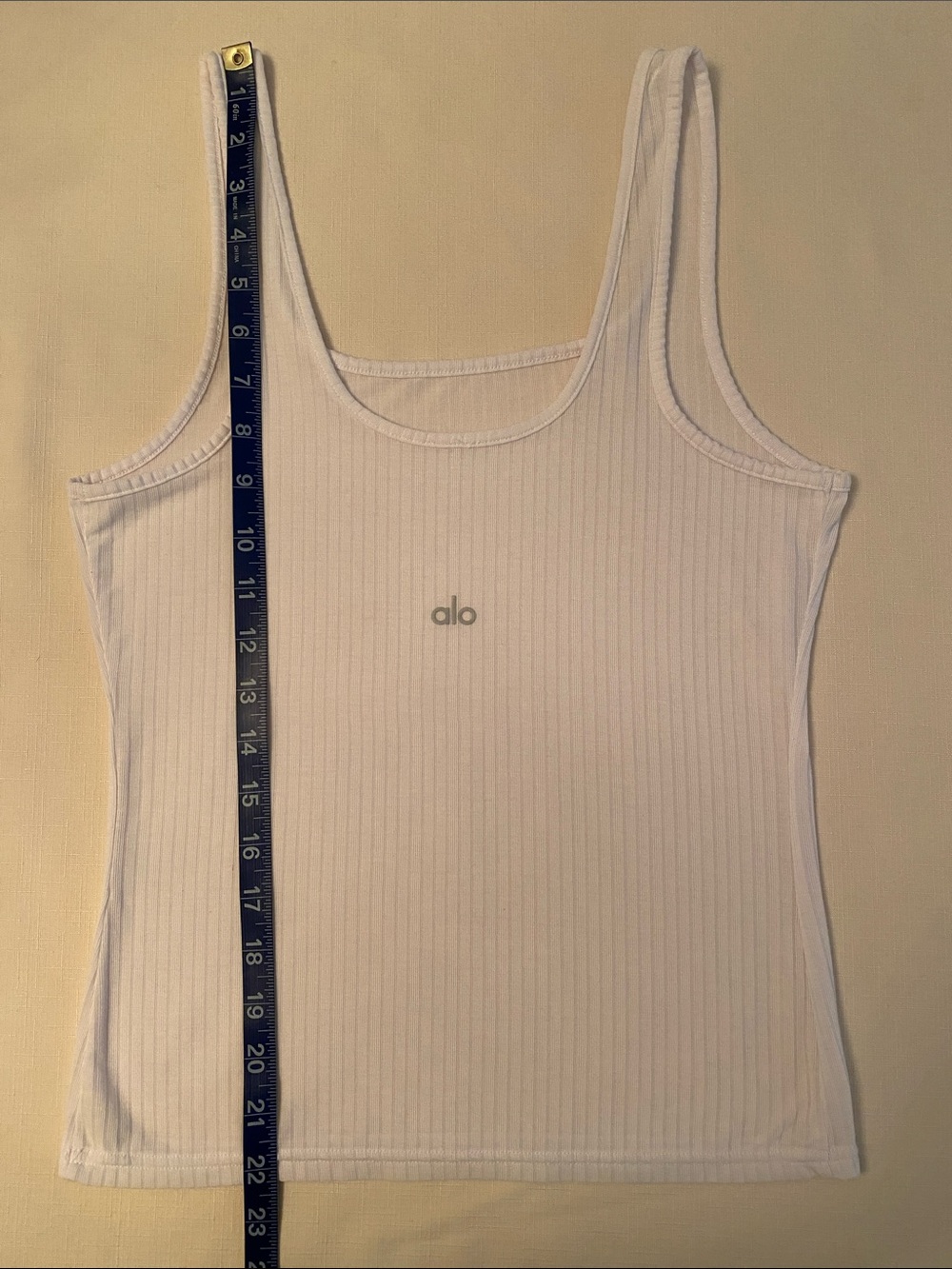 Alo, White Ribbed Tank Top - Picture 6 of 6